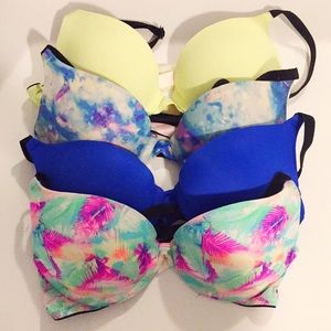 Bundle of 4 VS Pink push-up bras! 💕